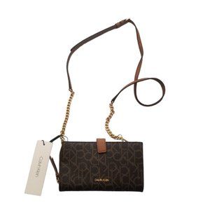 Calvin Klein Monogram Logo Zip Top Swing Bag